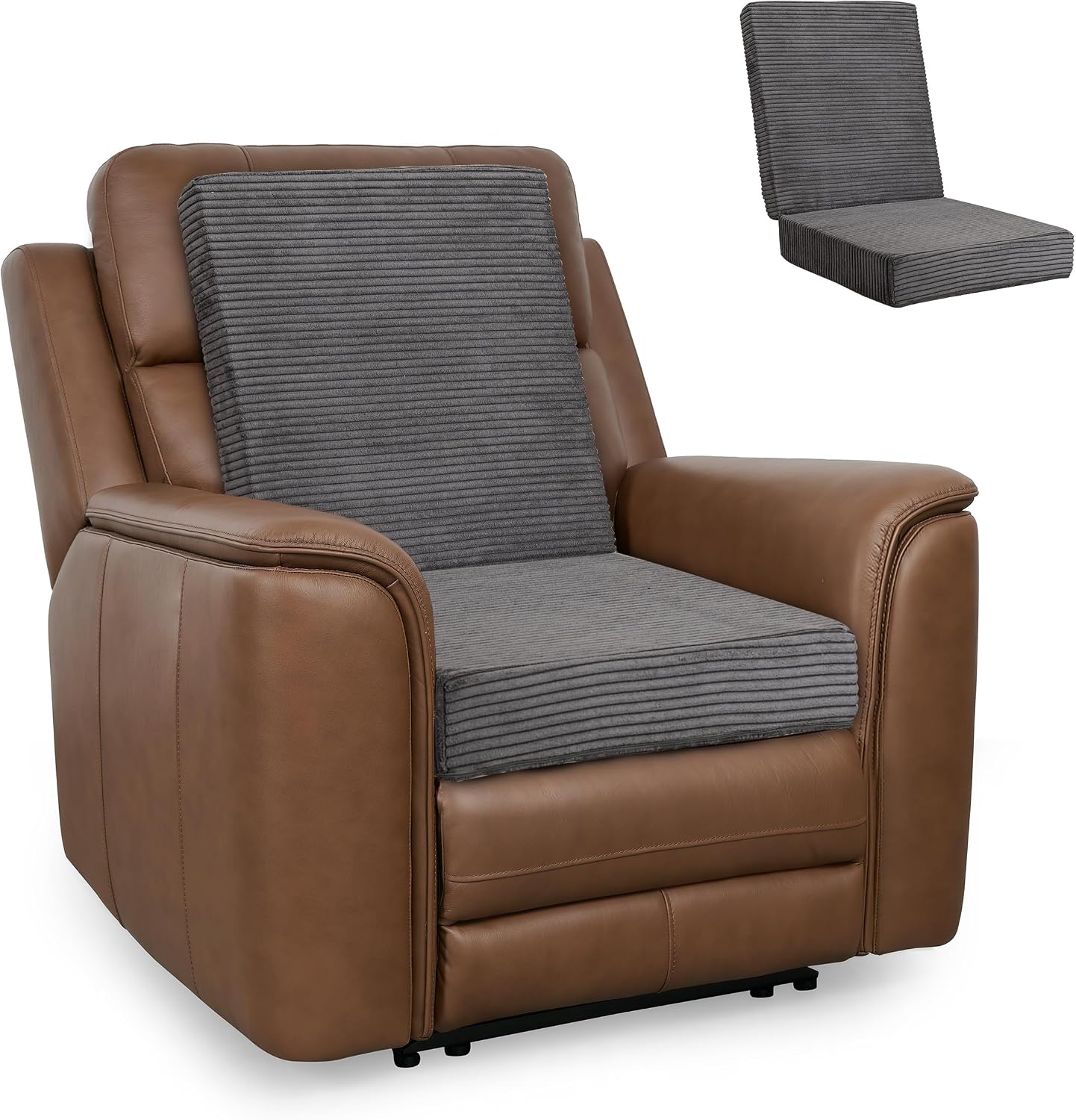 HIGOGOGO Corduroy Recliner Chair Cushion with Lumbar Support Pillow Soft Non-Slip 4" Thick Seat Pad Prevent Buttocks & Back Pain in…