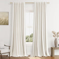 Guken Beige White 100% Blackout Linen Curtains 126 Inch Length 2 Panels Set for Living Room Bedroom Back Tab Thermal Insulated Black Out Dr…