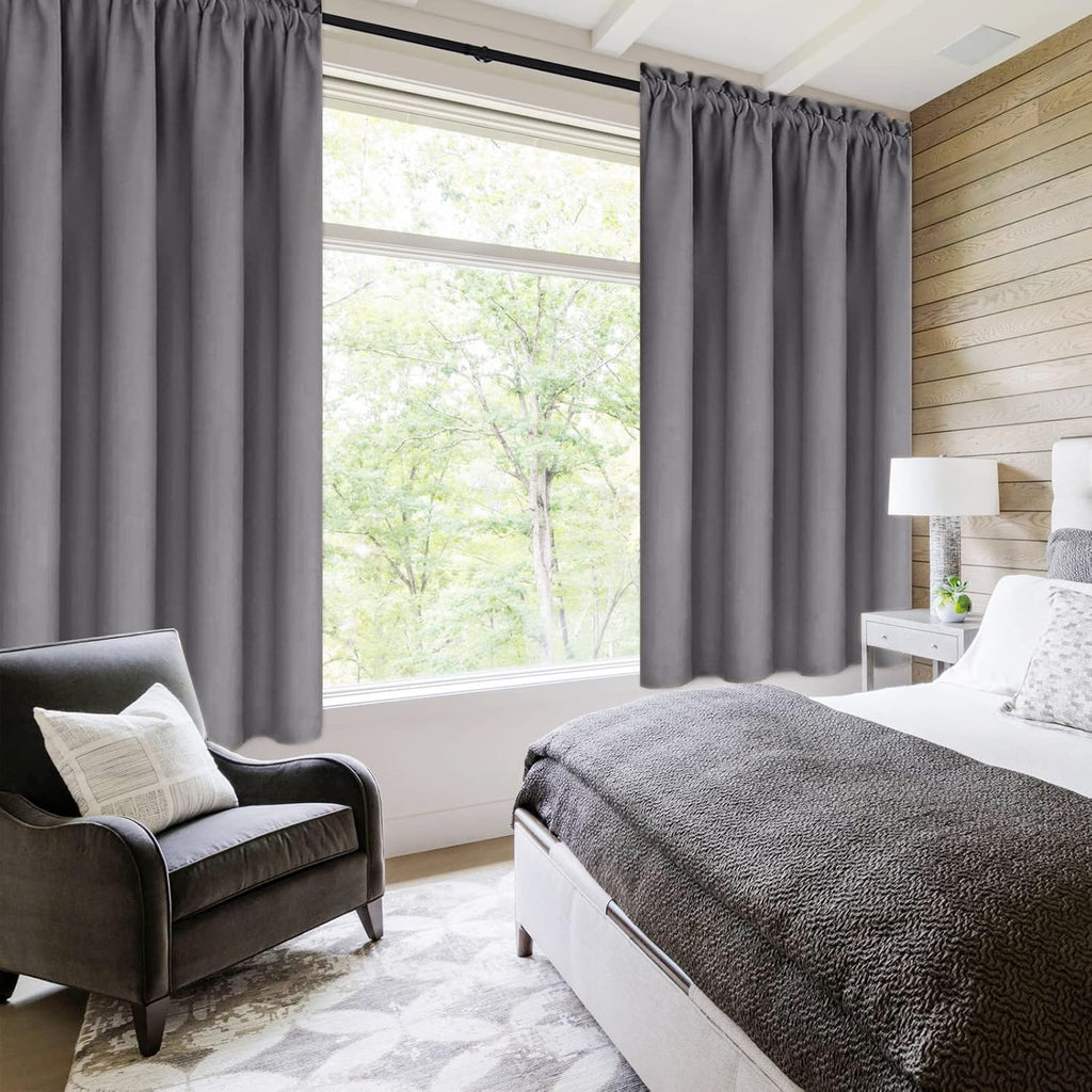 Dwcn Blackout Window Curtain Panels, Light Blocking, Thermal Insulated, Energy Saving, Noise Reducing, Rod Pocket Top, Set of 2 (Width 42 I…