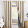 NICETOWN Cream 100% Blackout Linen Curtains 84 inch Long Burg for Living Room, 1 Pair, 52" Width Each Panel, Farmhouse Thick Completely…