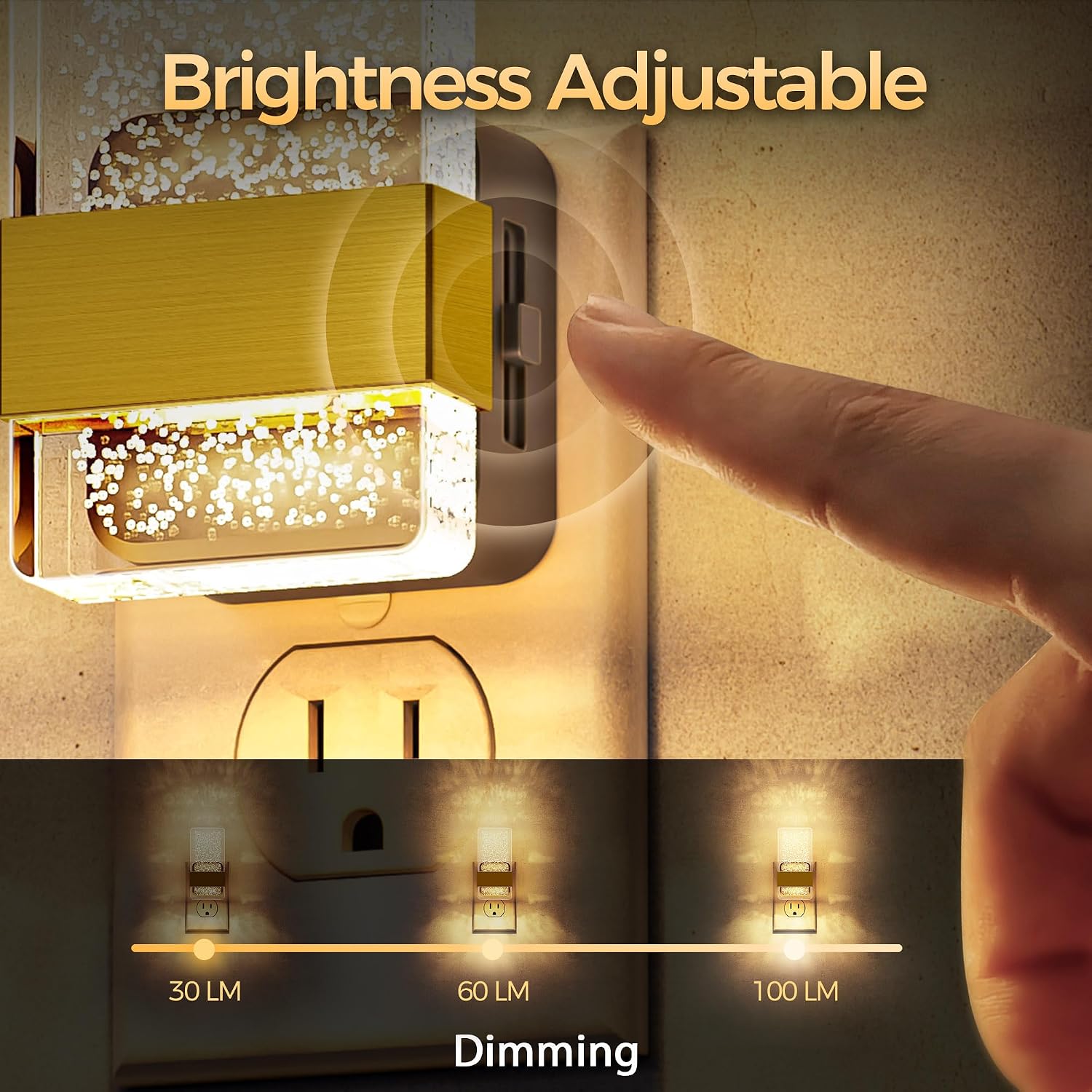 DORESshop LED Night Lights Plug Into Wall, 0-100LM Dimmable Nightlight, Bubble Decorative Night Light with Dusk-to-Dawn Sensor, Wall…