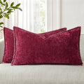 decorUhome Chenille Soft Cozy Throw Pillow Covers 12x20 Set of 2, Modern Farmhouse Boho Velvet Decorative Pillow Cases with Stitched Edge f…