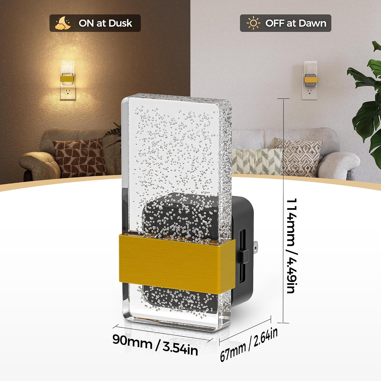 DORESshop LED Night Lights Plug Into Wall [2 Pack], 0-100LM Dimmable Nightlight, Bubble Decorative Night Light with Dusk-to-Dawn Sensor…
