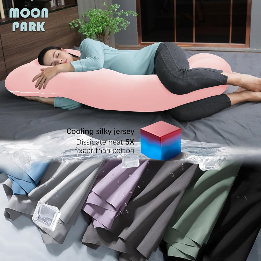 Moonpark MOON PARK Pregnancy Pillows for Sleeping - U Shaped Full Body Maternity Pillow with Removable Cover - Support for Back, Legs, Bell…