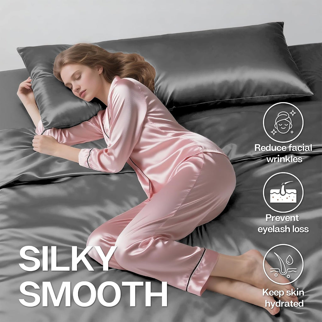 MR&HM Satin Body Pillow Cover, Soft and Breathable Body Pillow Case with Envelope Closure, Cooling and Silky Long Pillowcase for Hair and…