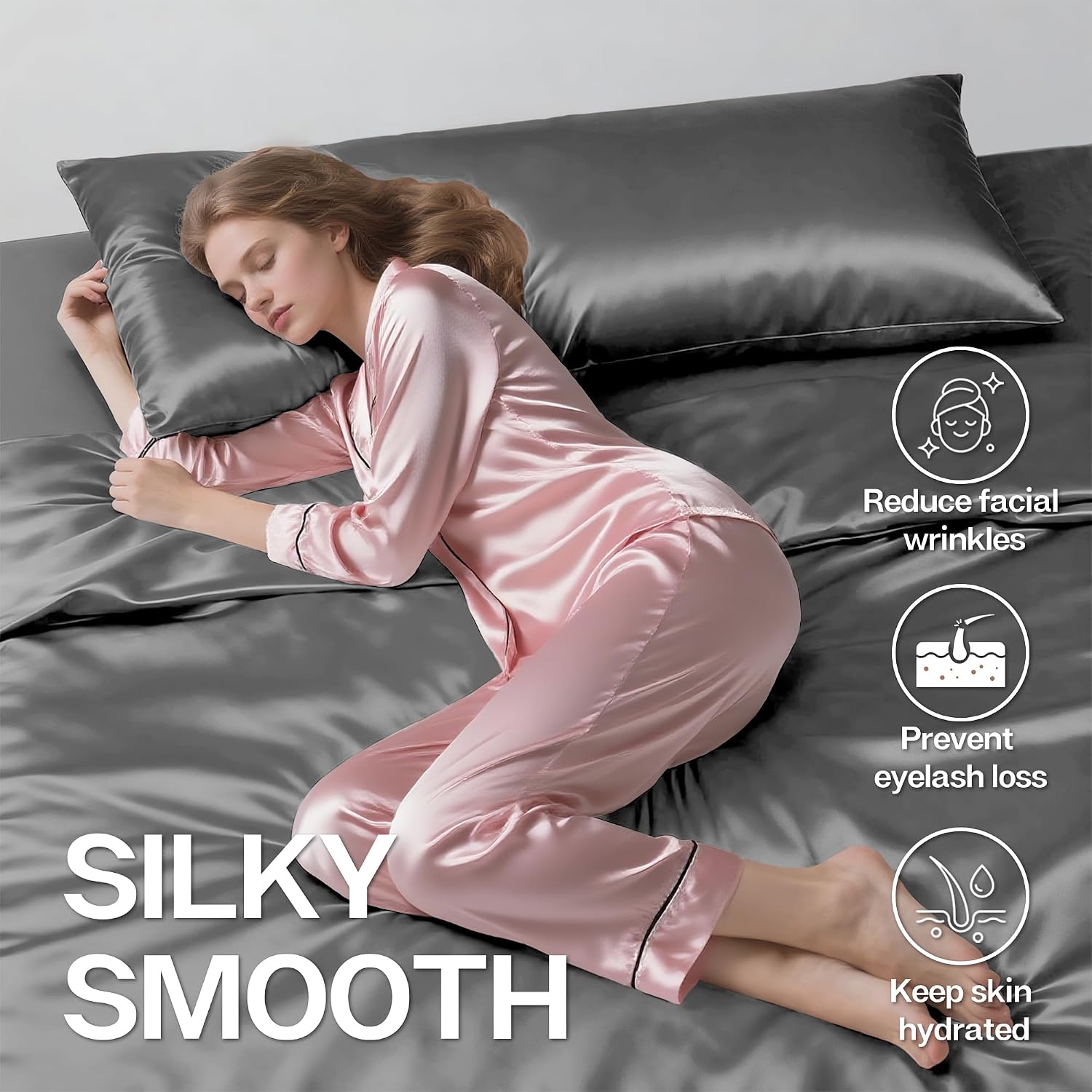 MR&HM Satin Body Pillow Cover, Soft and Breathable Body Pillow Case with Envelope Closure, Cooling and Silky Long Pillowcase for Hair and…