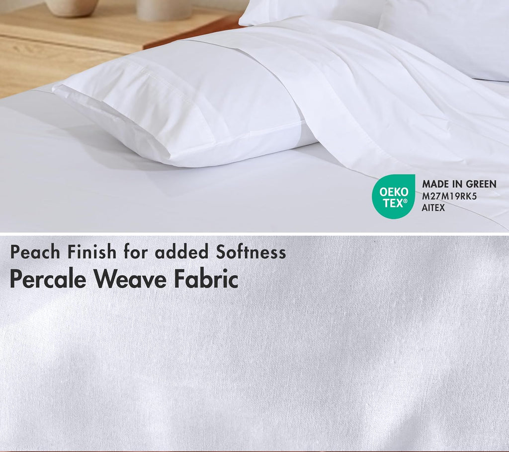 Ruvanti 100% Cotton Percale Sheets Full Size 6 Piece Set, Cooling Bed Sheets for Hot Sleepers, Deep Pocket 16”, Breathable Lightweight & Du…
