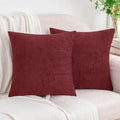 Hwy50 HWY 50 Burgundy Red Couch Pillow Covers 18x18 Inch Pack of 2, Soft Chenille Decorative Throw Pillow Cases Farmhouse for Sofa Living R…