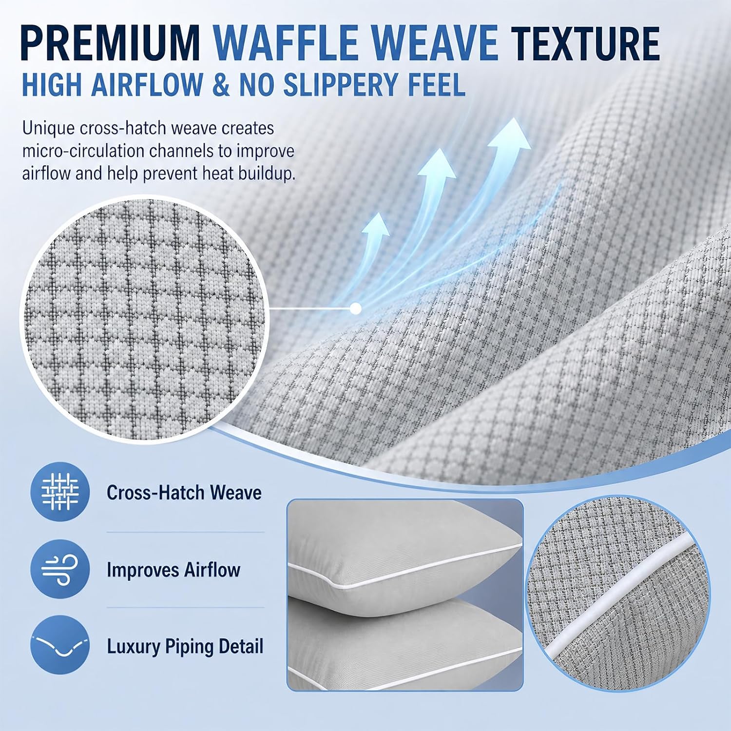 Cieltown Cooling Pillow Cases for Hot-Sleepers: Q-Max ≥0.4 Nylon Spandex Cool-to-Touch for Night Sweats - Waffle Weave for Dry & Com…
