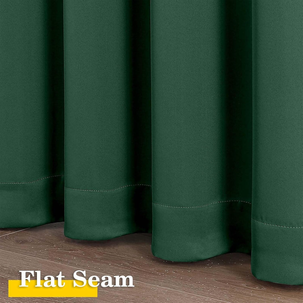 WelvetBLK Ever Green Room Darkening Curtains for Bedroom Living Room 45 Inch Length 2 Panels Set, Soft Solid Thermal Insulated Rod Pocket S…
