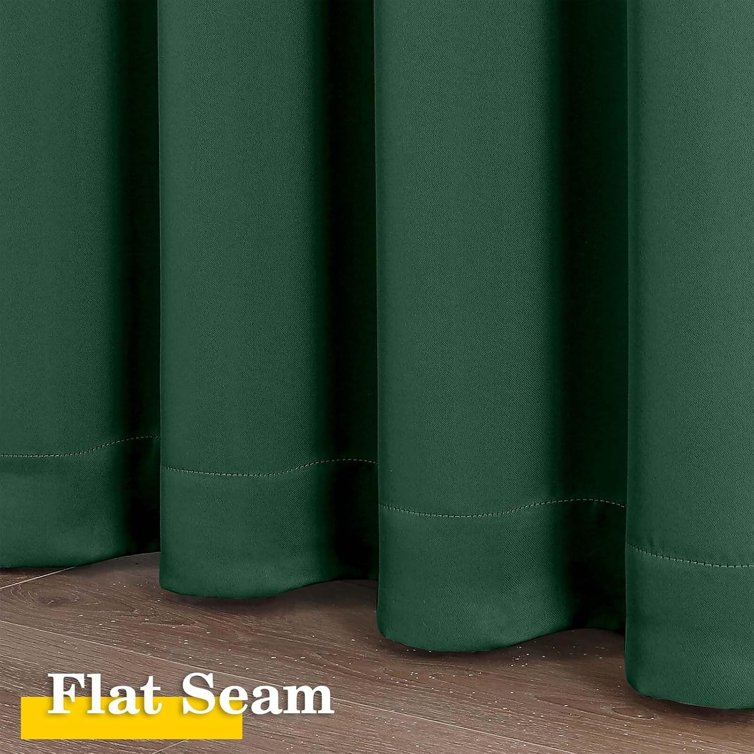 WelvetBLK Ever Green Room Darkening Curtains for Bedroom Living Room 45 Inch Length 2 Panels Set, Soft Solid Thermal Insulated Rod Pocket S…