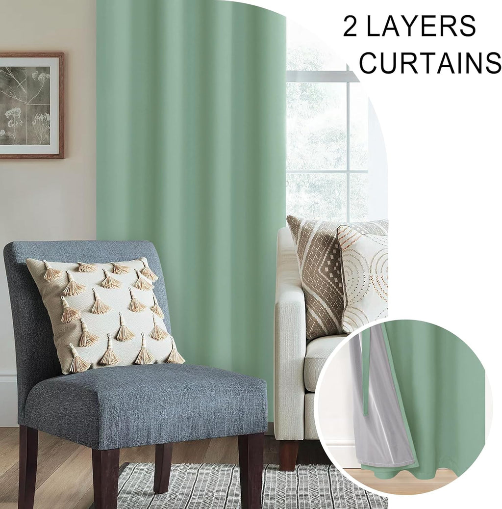 Xwzo 100% Blackout Curtains 54 Inches Long with Tiebacks- Soundproof & Energy Efficiency Window Draperies Grommet Top with Black Liner for…