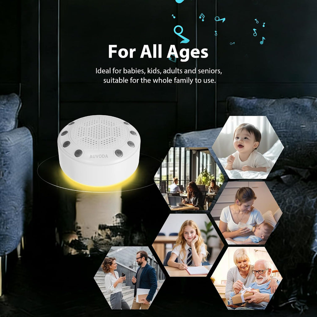 Auvoda S318 Sound Machine, White Noise Sound Machine for Sleep, Baby, Kids, Adults, Home, Office, Travel, Portable, 25 Non-Looping Sounds,…