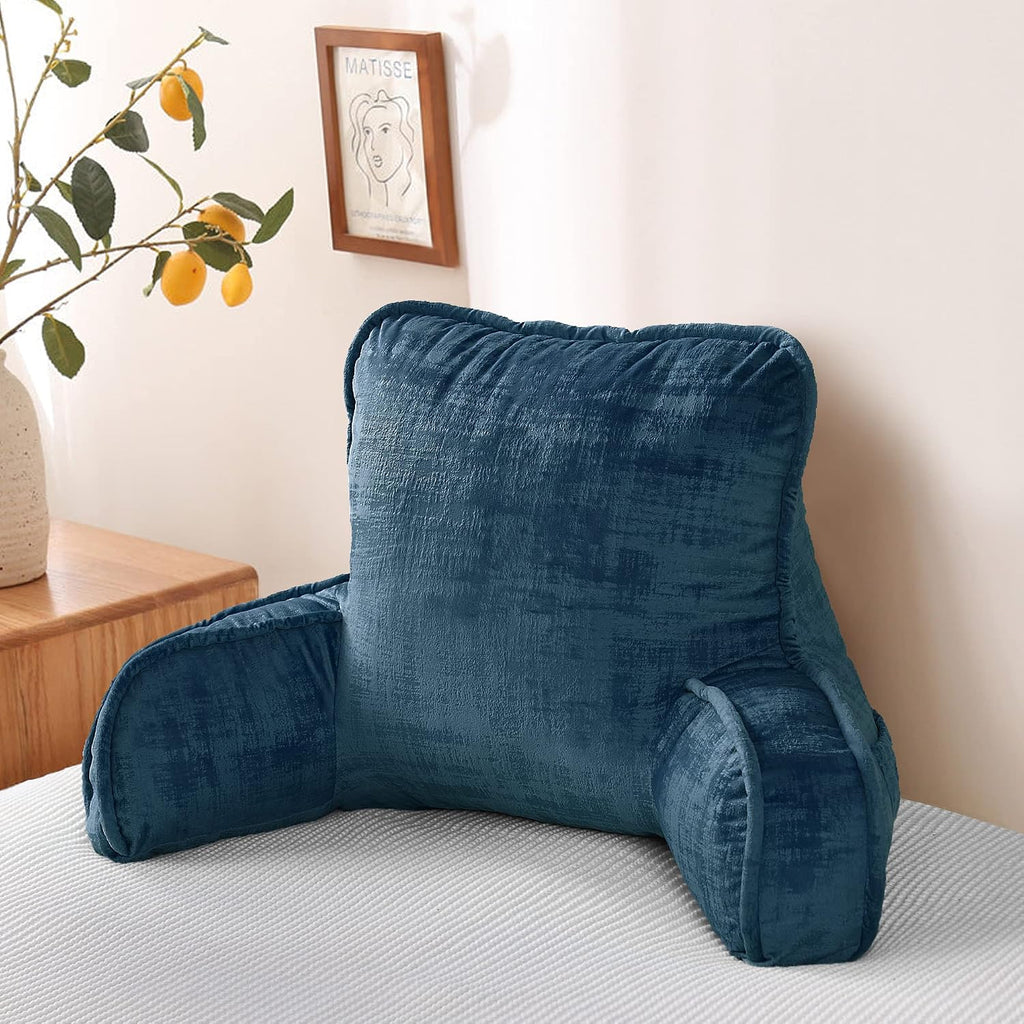 Bytide DIY Assembly Art Velvet Backrest Reading Bed Rest Pillow with Arms & Pockets, 18" H for Sitting in Bed Couch Sofa, Back Support Cush…