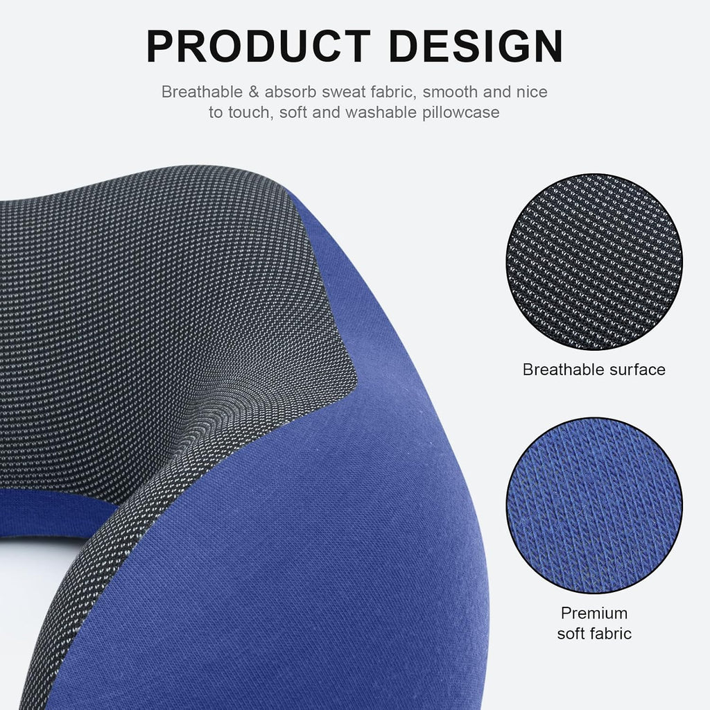 Urnexttour Travel Pillow for Airplane Memory Foam Neck Pillow, Soft & Support Travel Pillow for Travelling, Sleeping Rest, Car, Train and H…