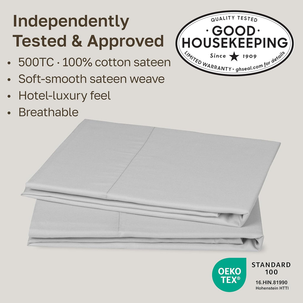 CALIFORNIA DESIGN DEN Soft & Silky 500 Thread Count 100% Cotton is Cool & Smooth, Set of 2 Standard Pillowcases Fits Standard & Queen…