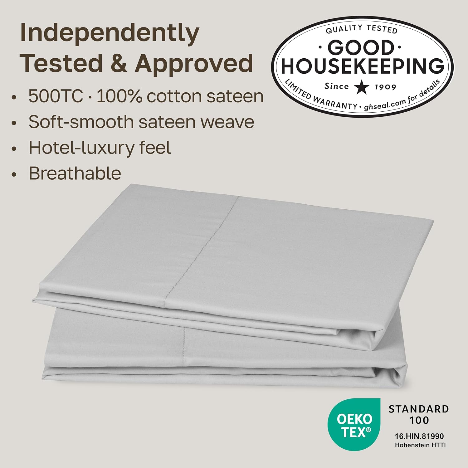 CALIFORNIA DESIGN DEN Soft & Silky 500 Thread Count 100% Cotton is Cool & Smooth, Set of 2 Standard Pillowcases Fits Standard & Queen…