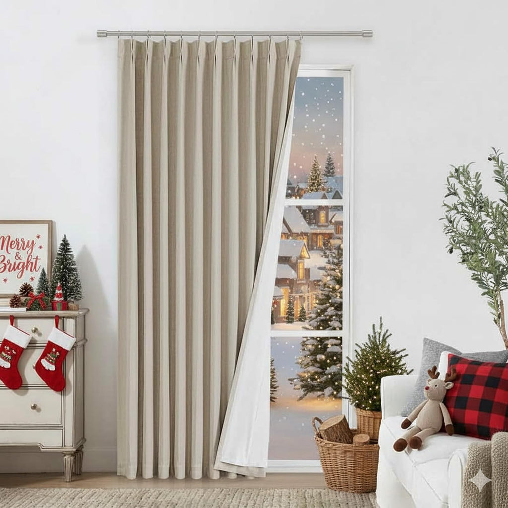 VisionHome Vision Home Sand Pinch Pleated Full Blackout Curtains Linen Blended Room Darkening Window Curtains 90 inch for Living Room Bedro…