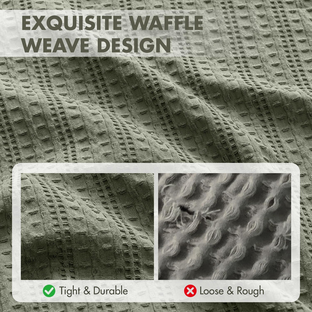 Set of 2 Decorative 100% Cotton Waffle Euro Sham Pillow Covers 26x26, Neutral Throw Pillows Weave European Cushion Cases for Couch Sofa…