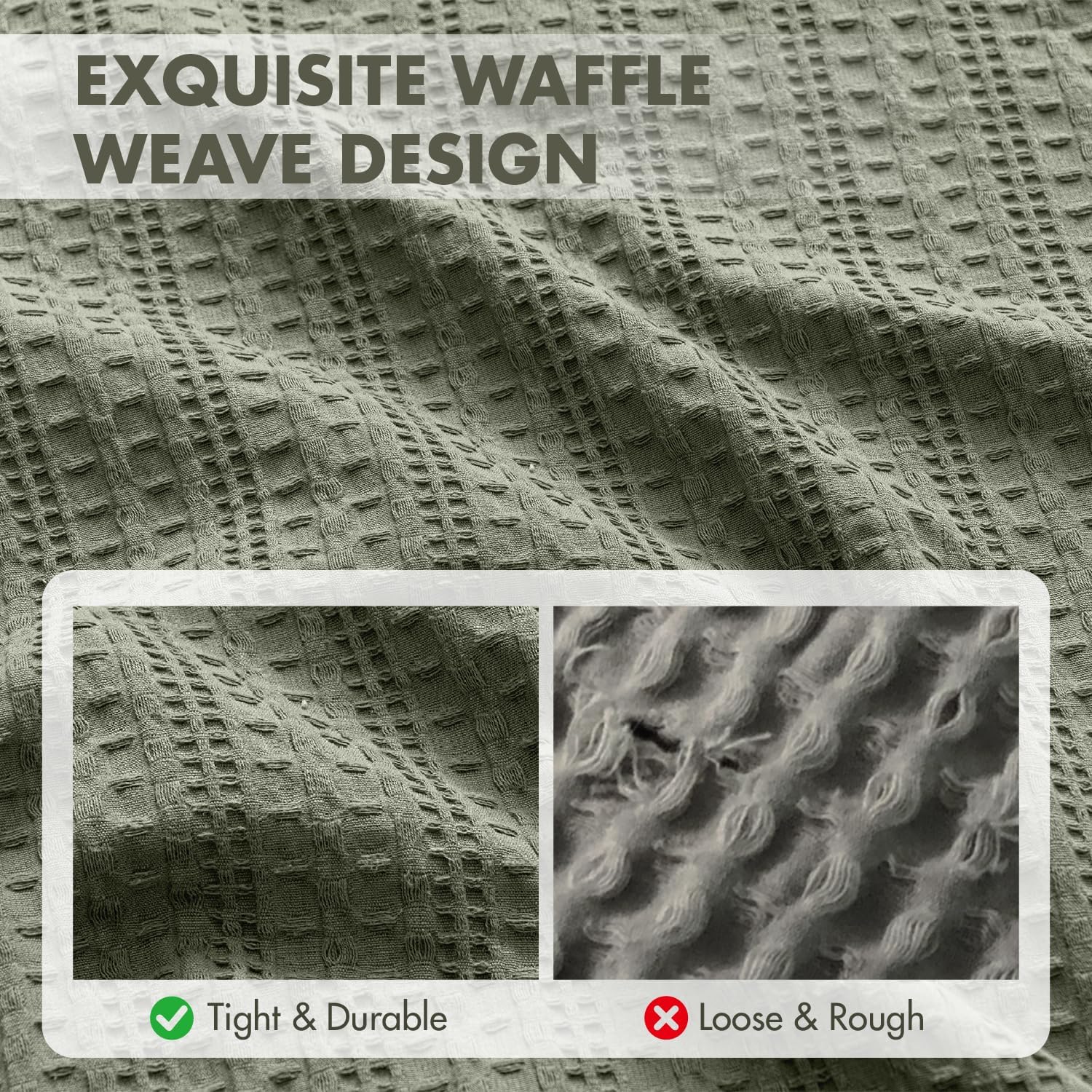 Set of 2 Decorative 100% Cotton Waffle Throw Pillow Covers 20x20, Neutral Euro Shams Weave European Cushion Cases for Couch Sofa Bed…