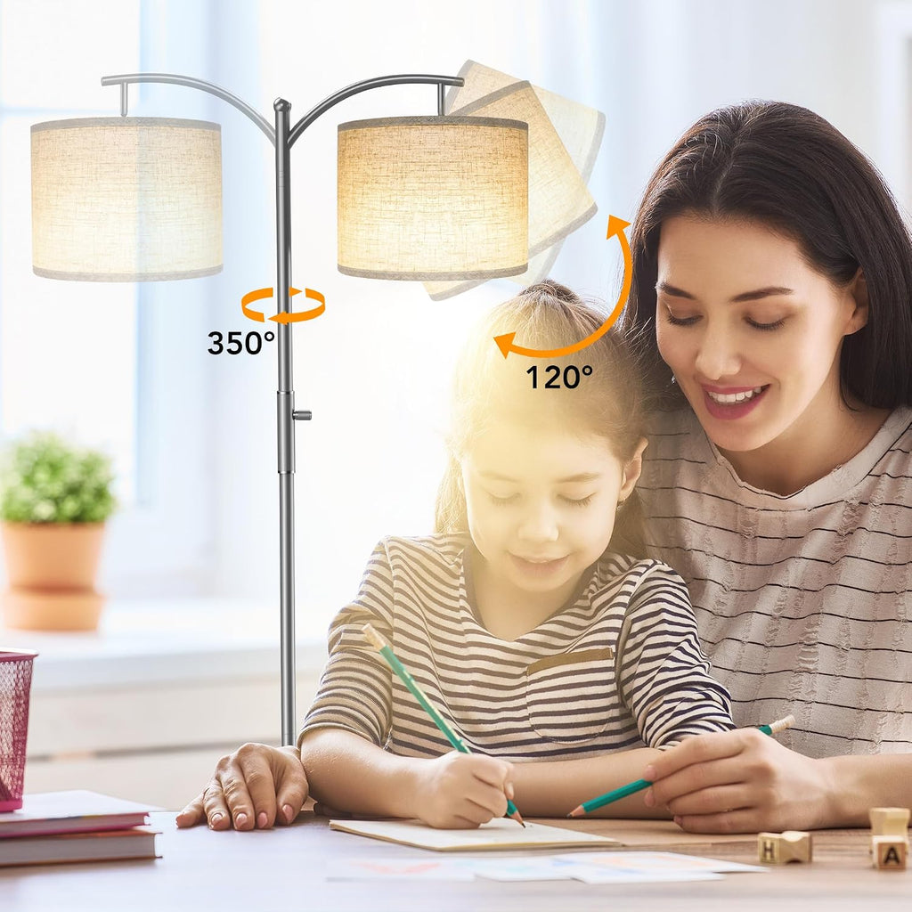 ROTTOGOON Dimmable Floor Lamp, Arc Floor Lamps for Living Room, Stepless Dimming Modern Standing Lamp with Linen Shade, Tall Lamp for…