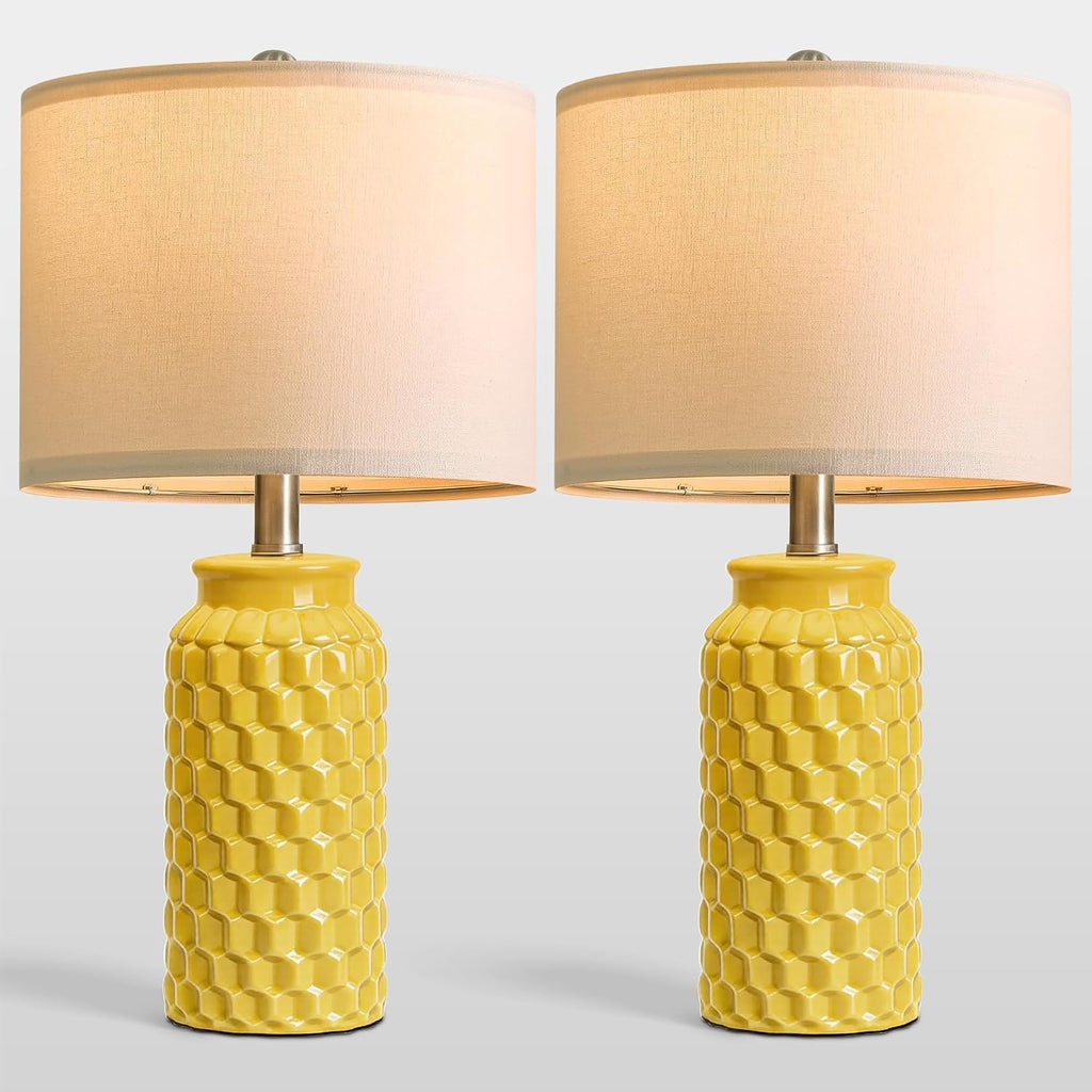 USumkky 20.5" Ceramic Table Lamps Set of 2 - Modern Farmhouse & Boho Style, Bedside Nightstand Lamps for Bedroom, Living Room End Table…
