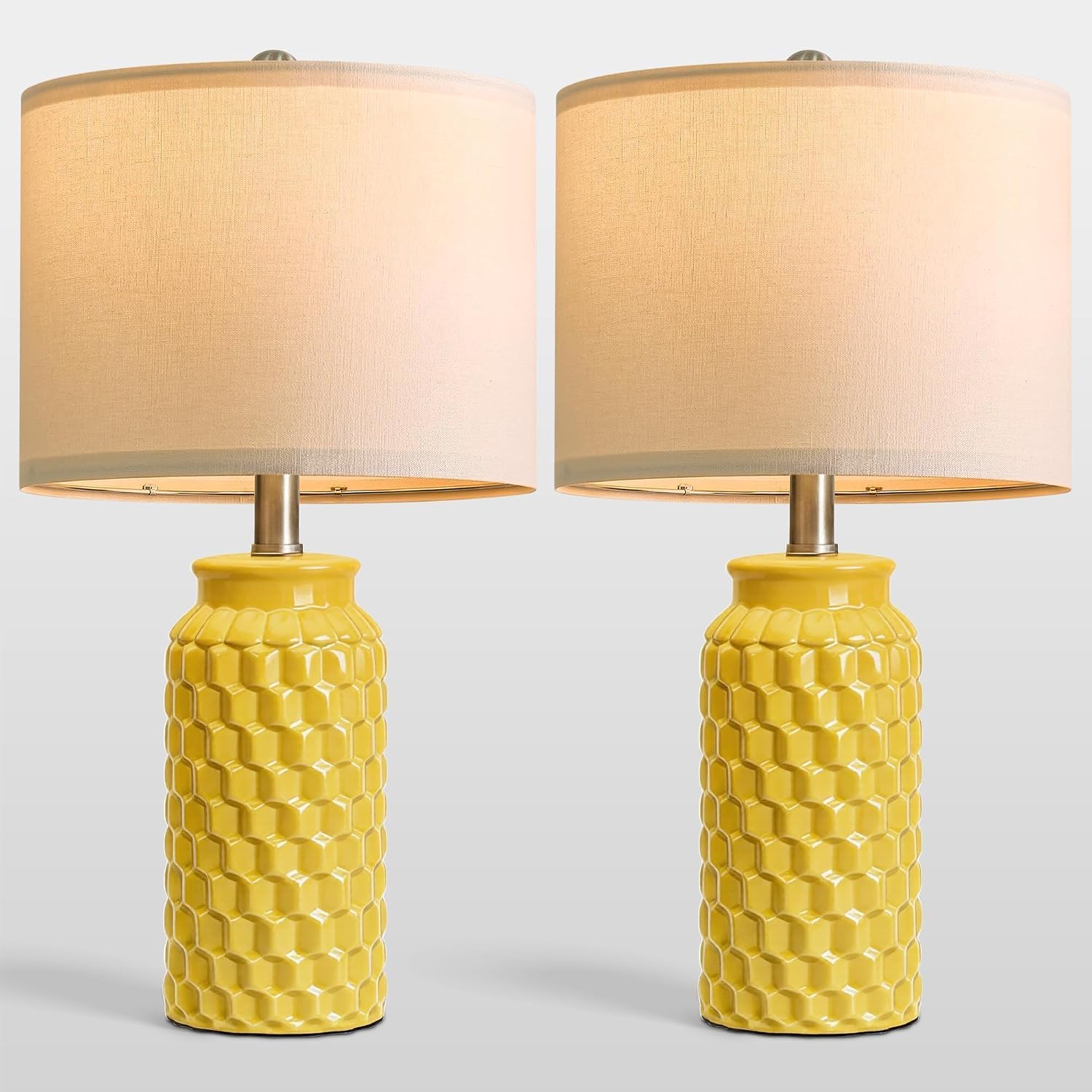 USumkky 20.5" Ceramic Table Lamps Set of 2 - Modern Farmhouse & Boho Style, Bedside Nightstand Lamps for Bedroom, Living Room End Table…