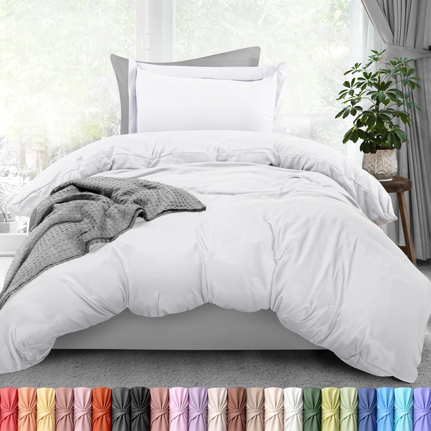Utopia Bedding Duvet Cover Twin Size - 2 Piece with Zipper Closure - 1 Comforter Cover 68X90 Inches & 1 Pillow Sham 20X26 Inches (White)…