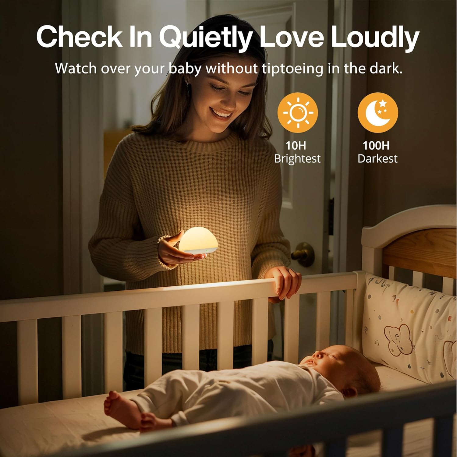 Baby Night Light for Nursery, Soft Silicone Tap Control Night Lamp with 8 Color Changing, Stepless Dimming, Rechargeable Portable Night…