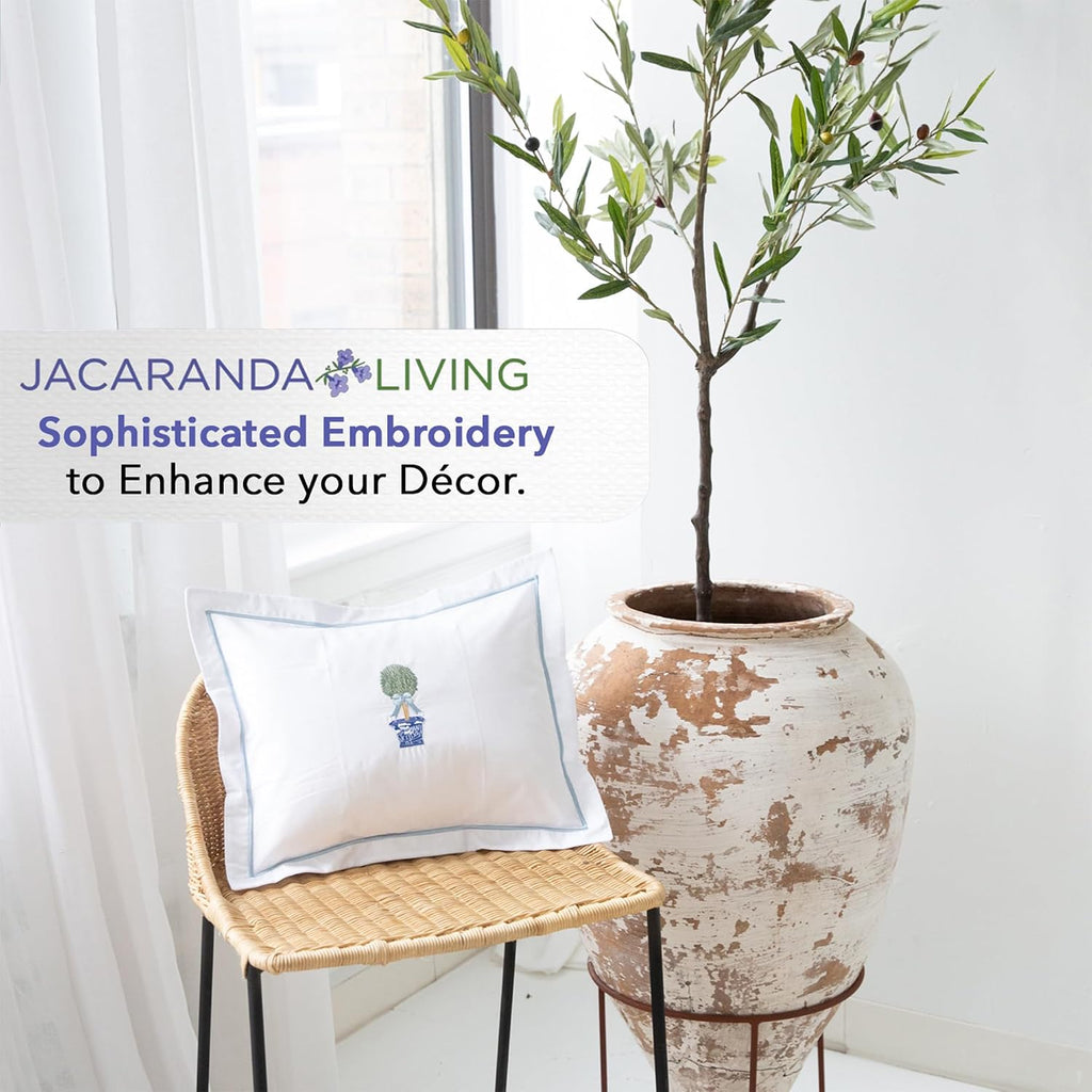 Jacaranda Living Cotton Percale Boudoir Pillow Cover, Decorative Pillow Accent for Bedroom & Living Room, Lumbar Support Pillow, Spring…
