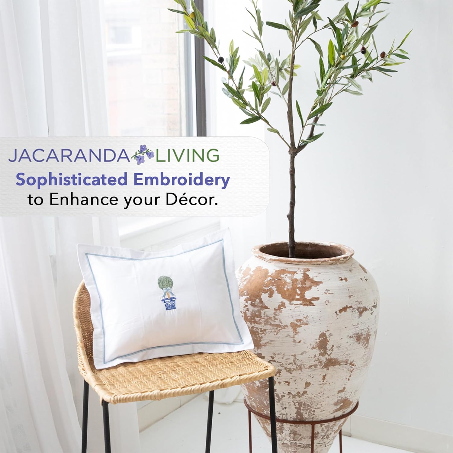 Jacaranda Living Cotton Percale Boudoir Pillow Cover, Decorative Pillow Accent for Bedroom & Living Room, Lumbar Support Pillow, Spring…