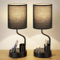 Black Bedside Table Lamps for Bedroom Set of 2 - Nightstand Light with AC Outlet and USB A & C for Charging, 3 Color Temperatures Desk…