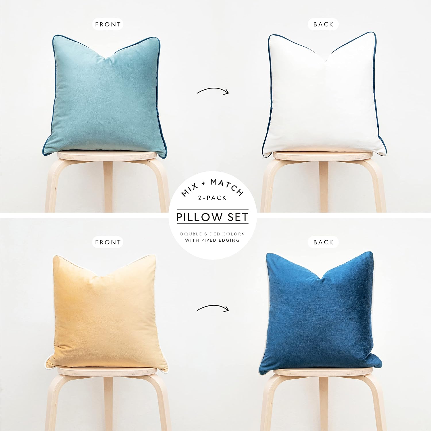 MONDAY MOOSE Decorative Throw Pillow Covers Cushion Cases, Set of 2 Soft Velvet Modern Double-Sided Designs, Mix and Match for Home…