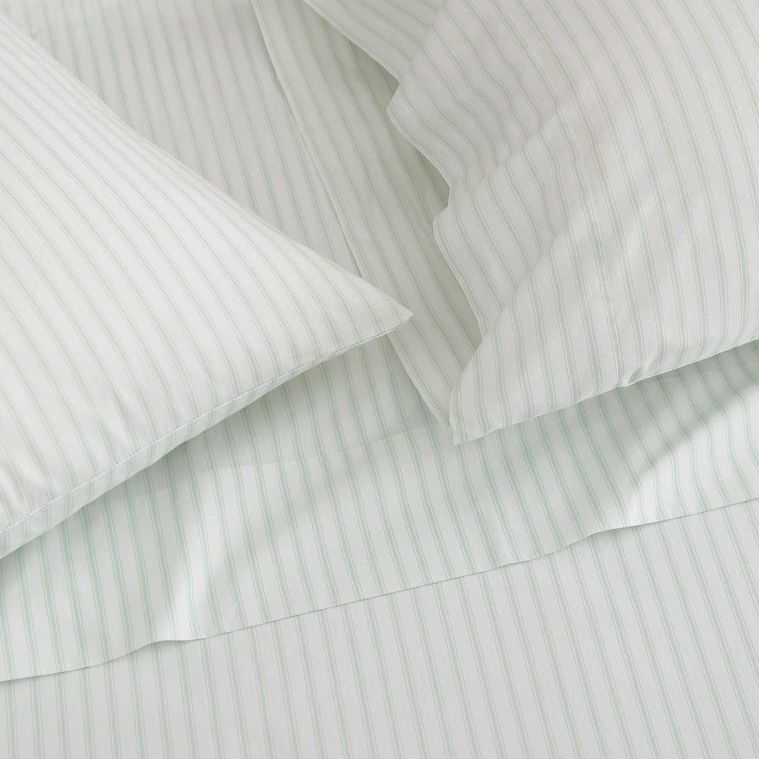 MarthaStewart Martha Stewart - King Size Sheets Set, Crisp & Tailored Cooling Sheets with a Smooth Cotton Percale Lightweight Feel - Bed Sh…