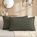 AVOINcolorlife AVOIN colorlife Pack of 2 Decorative Throw Pillow Covers 20x12 Inch, Flange Edges Woven Textured Cushion Case Home Decor for…