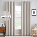 Miulee 100% Blackout Linen Textured Curtains for Bedroom Solid Thermal Insulated Ivory Grommet Room Darkening Curtains & Drapes Luxury Deco…