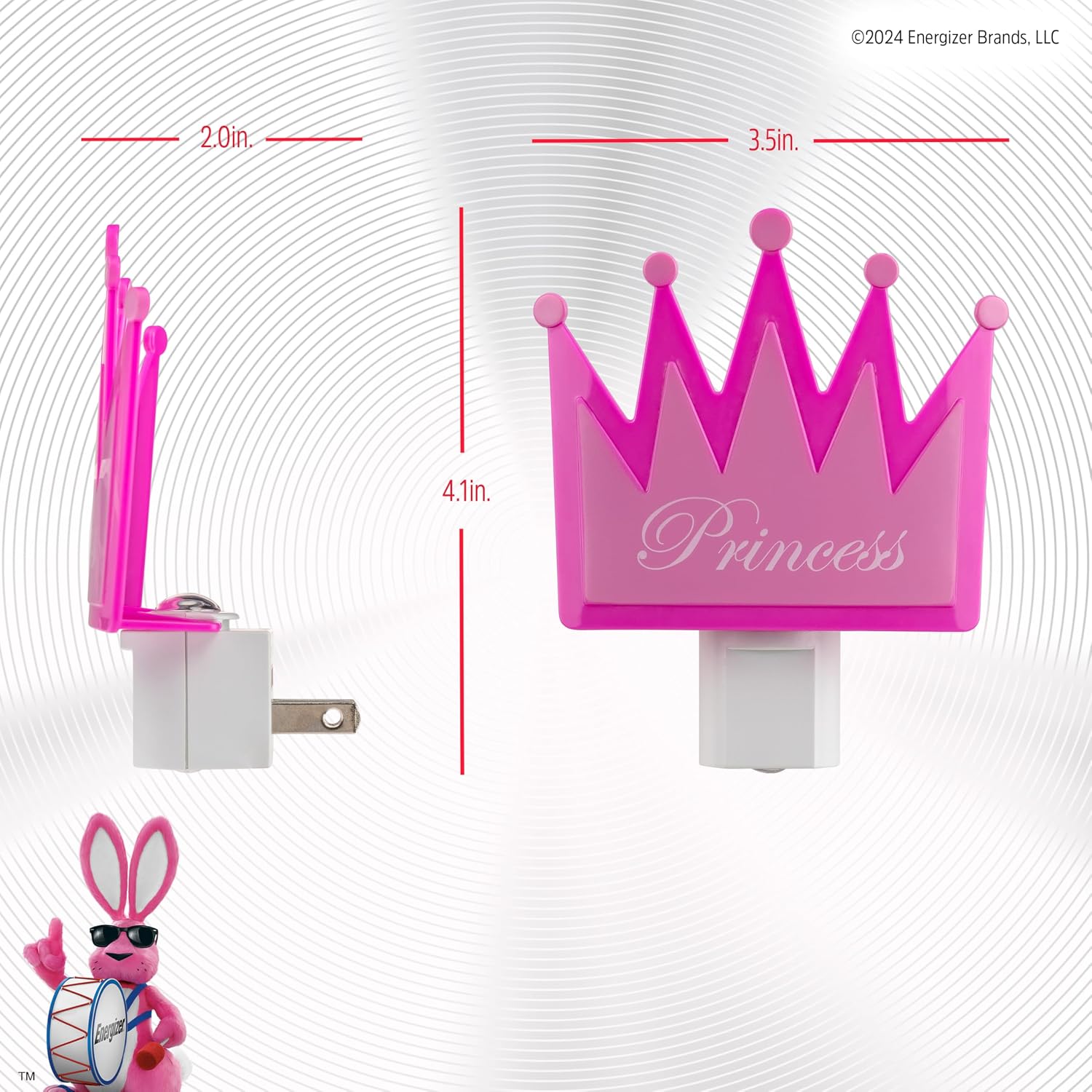 Energizer Princess Crown Night Light, Light Sensing, Soft White, Nightlight for Bedroom, Bathroom, Nursery, Hallway, Kitchen, 3000K, 82405