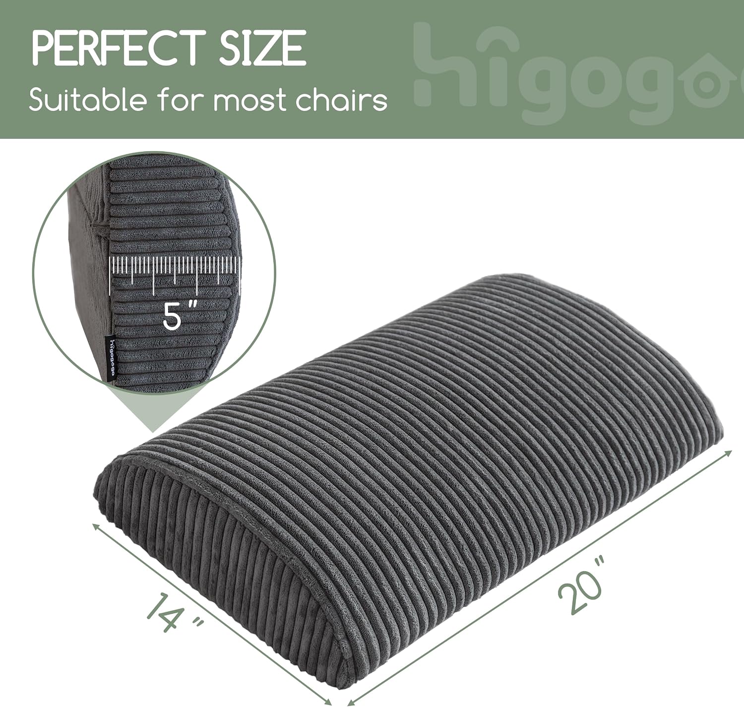 Higogogo Lumbar Support Pillow for Recliner Chair/Accent Chair/Couch, Large Memory Foam Back Support Cushion for Elderly, Recliner Cushions…