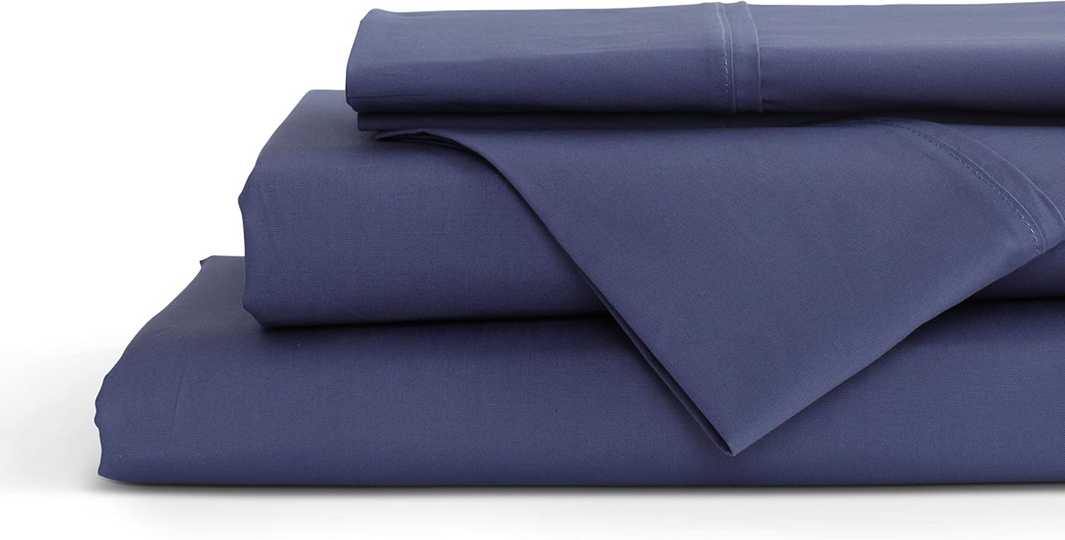 Linenhome Linen Home 4 Piece Twin Cotton Sheet Set, 100% Cotton Percale, 2 Pillowcases, Deep Pocket with All Around Elastic Sheet, Crisp Br…