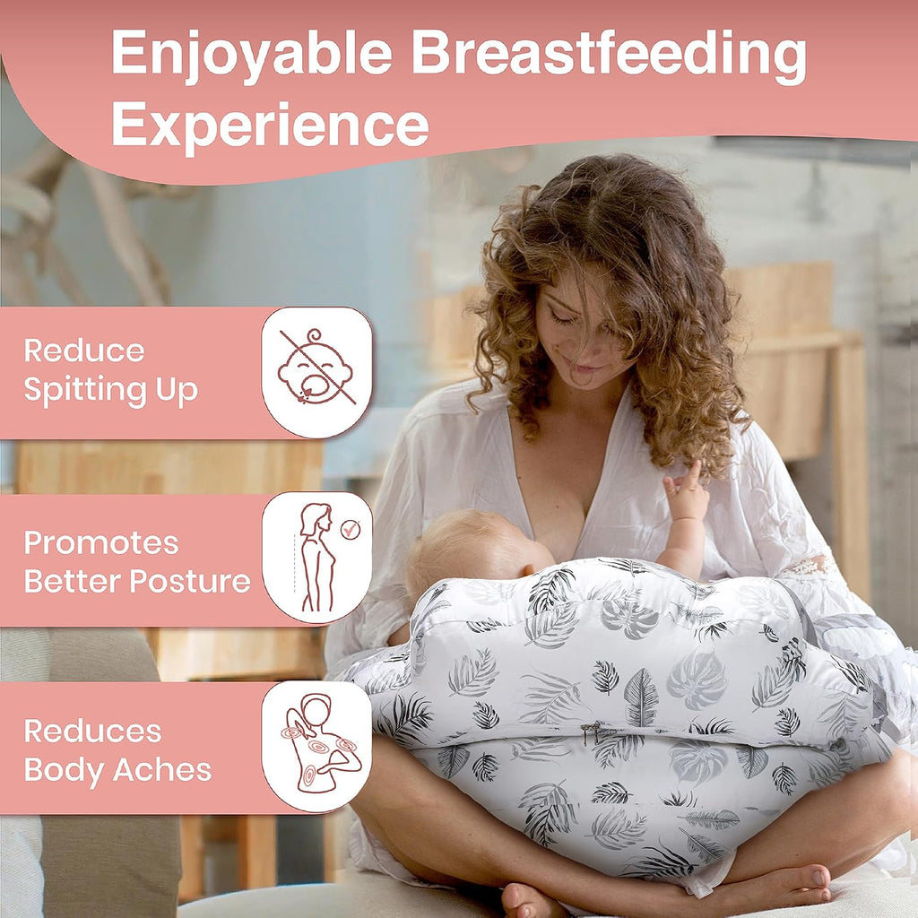 PILLANI Nursing Pillow for Breastfeeding, Breastfeeding Pillows for Mom Support & Baby Comfort, Removable Cotton Cover, w/Adjustable…