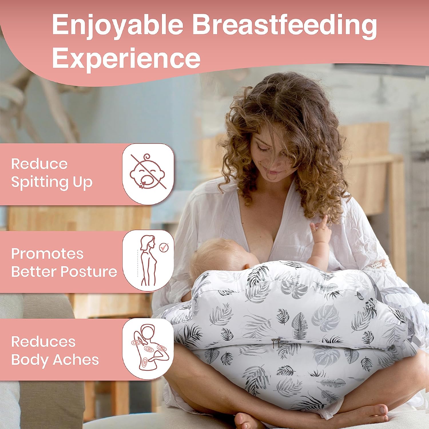 PILLANI Nursing Pillow for Breastfeeding, Breastfeeding Pillows for Mom Support & Baby Comfort, Removable Cotton Cover, w/Adjustable…