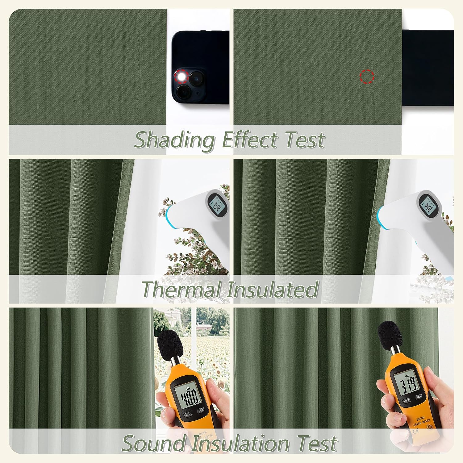 Guken Olive Green 100% Blackout Curtains 84 Inch Length 2 Panels Set for Living Room Bedroom Back Tab Thermal Insulated Black Out Linen Dra…