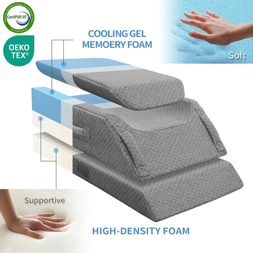 KingPavonini Adjustable Leg Elevation Pillows for Swelling After Surgery, Cooling Memory Foam Leg Wedge Pillow for Blood Circulation, Wedge…