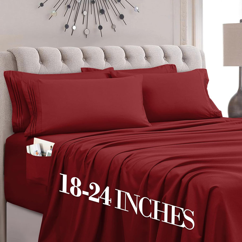 MocassiLuxuryBedding Mocassi Luxury 6-Piece Sheet Set, Ultra Soft 1800 Hotel Quality Microfiber Sheet Set, Fits Mattresses Up to 18 to 24 I…