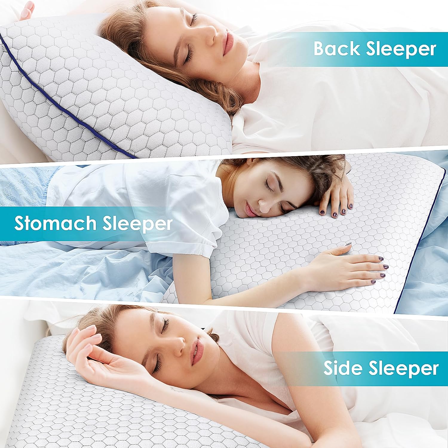 CushyOasis Memory Foam Pillows for Side, Back and Stomach Sleepers, Set of 2, Bed Pillow with Washable Cover and Breathable Mesh, Bed…