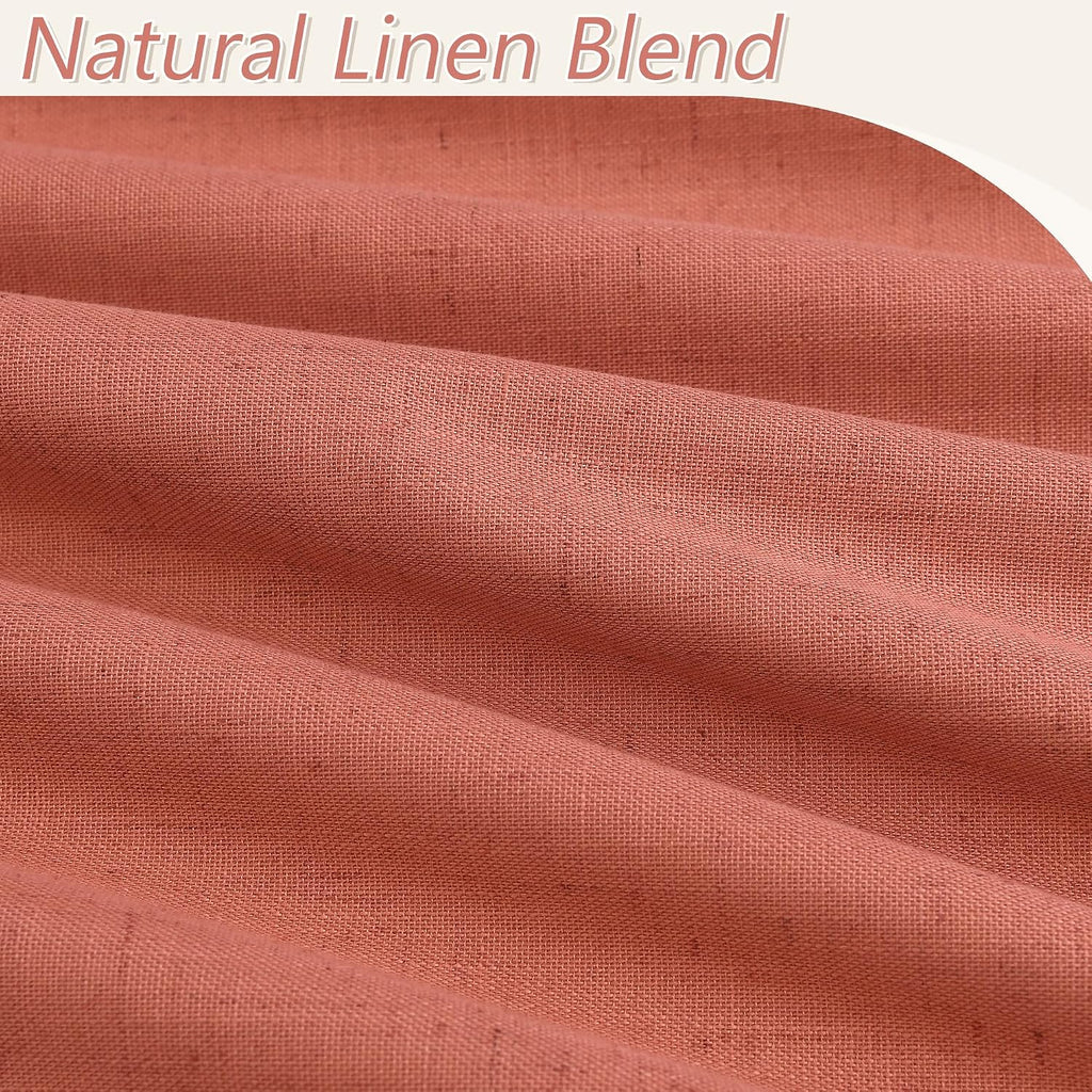 Guken Coral 100% Blackout Linen Curtains 102 Inch Length 2 Panels Set for Living Room Bedroom Back Tab/Rod Pocket Thermal Insulated Farmhou…
