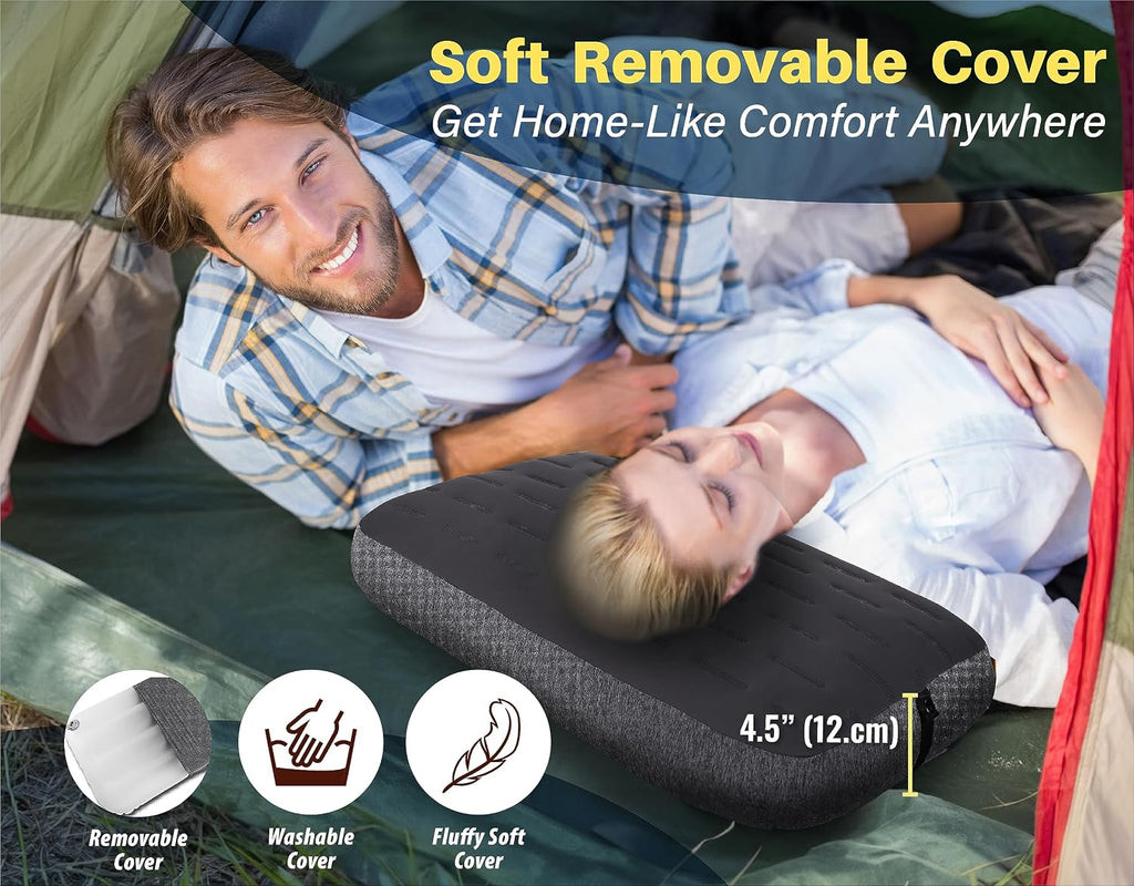 TREKOLOGY Camping Pillow - Large Inflatable (24"x15") for Home-Like Comfort, Portable & Ergonomic, Easy to Clean, Durable & Leak-Proof…