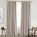 Qjmydeco Flax Linen Curtains for Living Room 2 Panels Set, 8-3/4 ft Long Thick Burlap Look Decorative Blackout Curtains 105 inch Sound Drap…