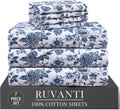 Ruvanti 7 Pcs Cotton Sheets - 100% Natural Cotton Soft, Lightweight & Breathable Crispy Percale Bed Sheets, Split King Sheets for Adjustabl…