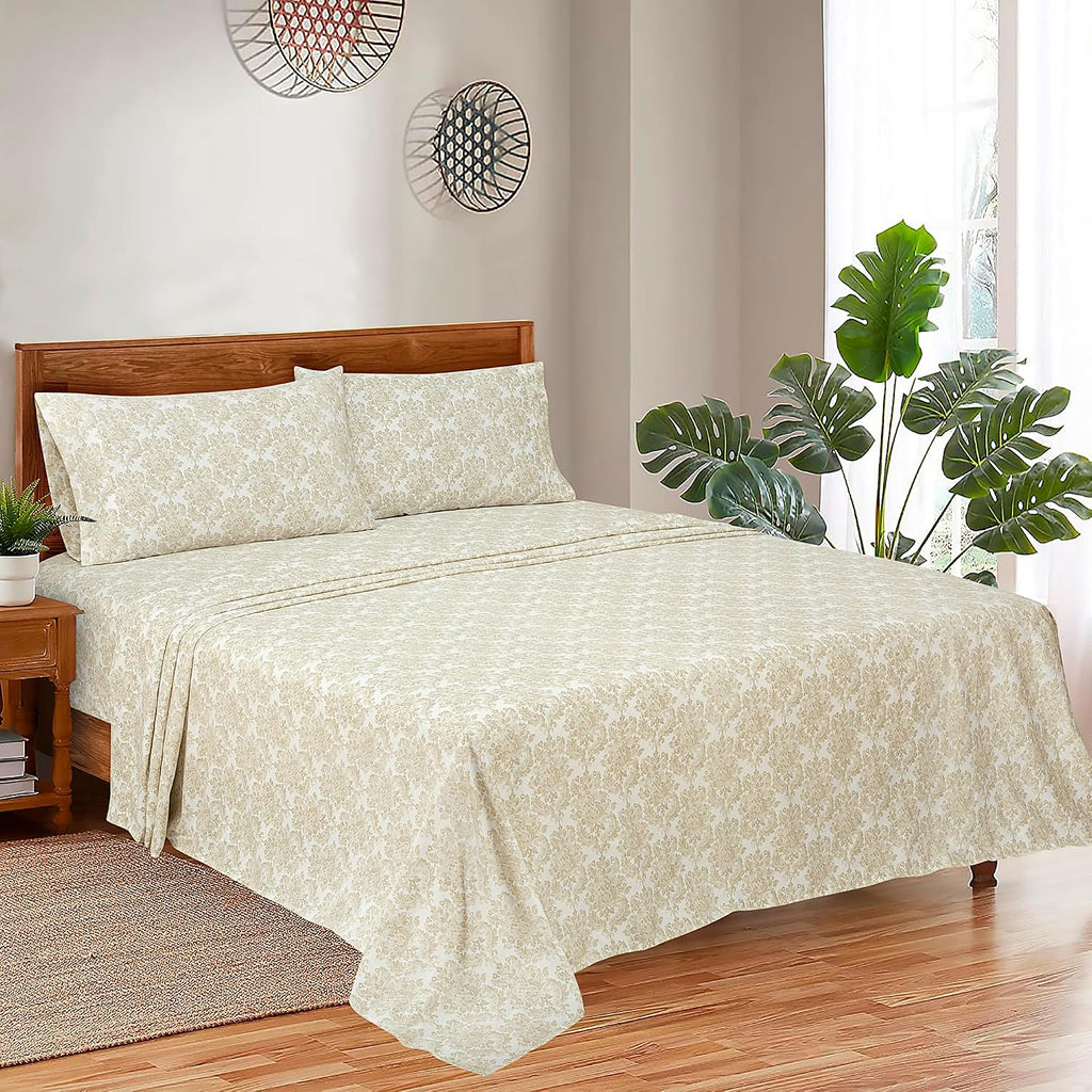 Royalelinens ROYALE LINENS 300 Thread Count 100% Long Staple Combed Cotton Sheet Set - 4 Piece Queen Bed Sheets - 1 Fitted, 1 Flat & 2 Pill…